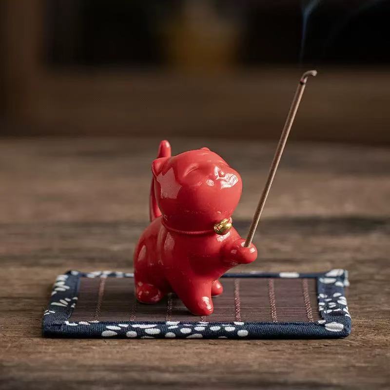 Palace Cat · Porcelain Incense Holder