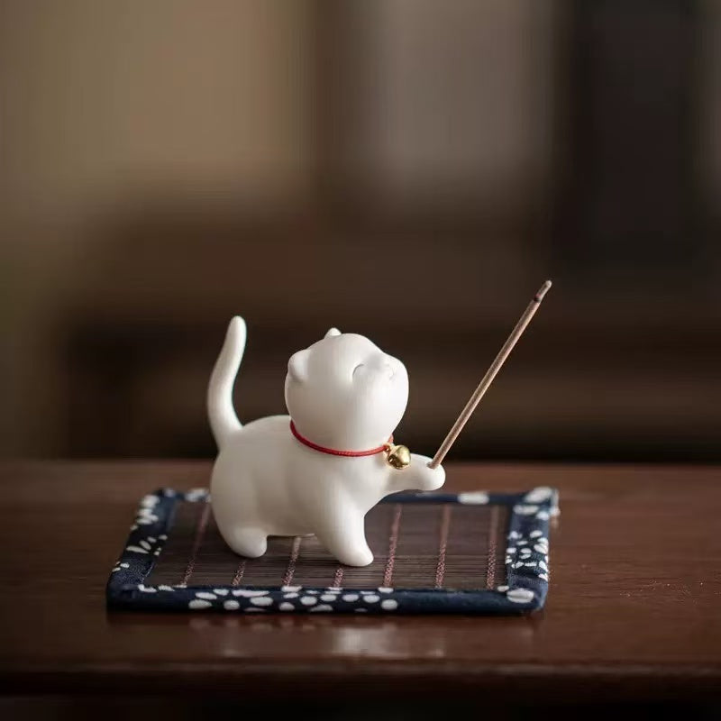 Palace Cat · Porcelain Incense Holder