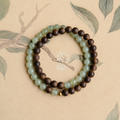 Agarwood & Light Green Crystal Double-Strand Bracelet