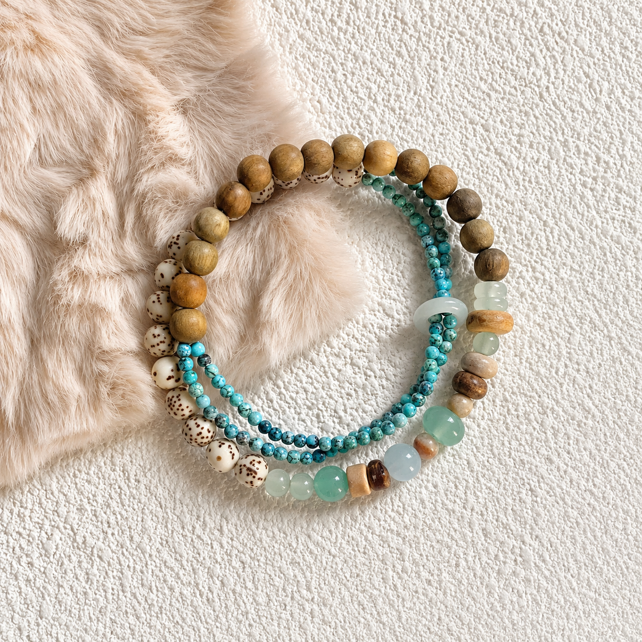 Agarwood, Bodhi Seed & Turquoise Bead Bracelet