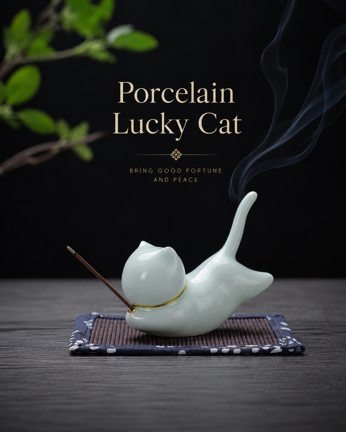 Palace Cat · Porcelain Incense Holder