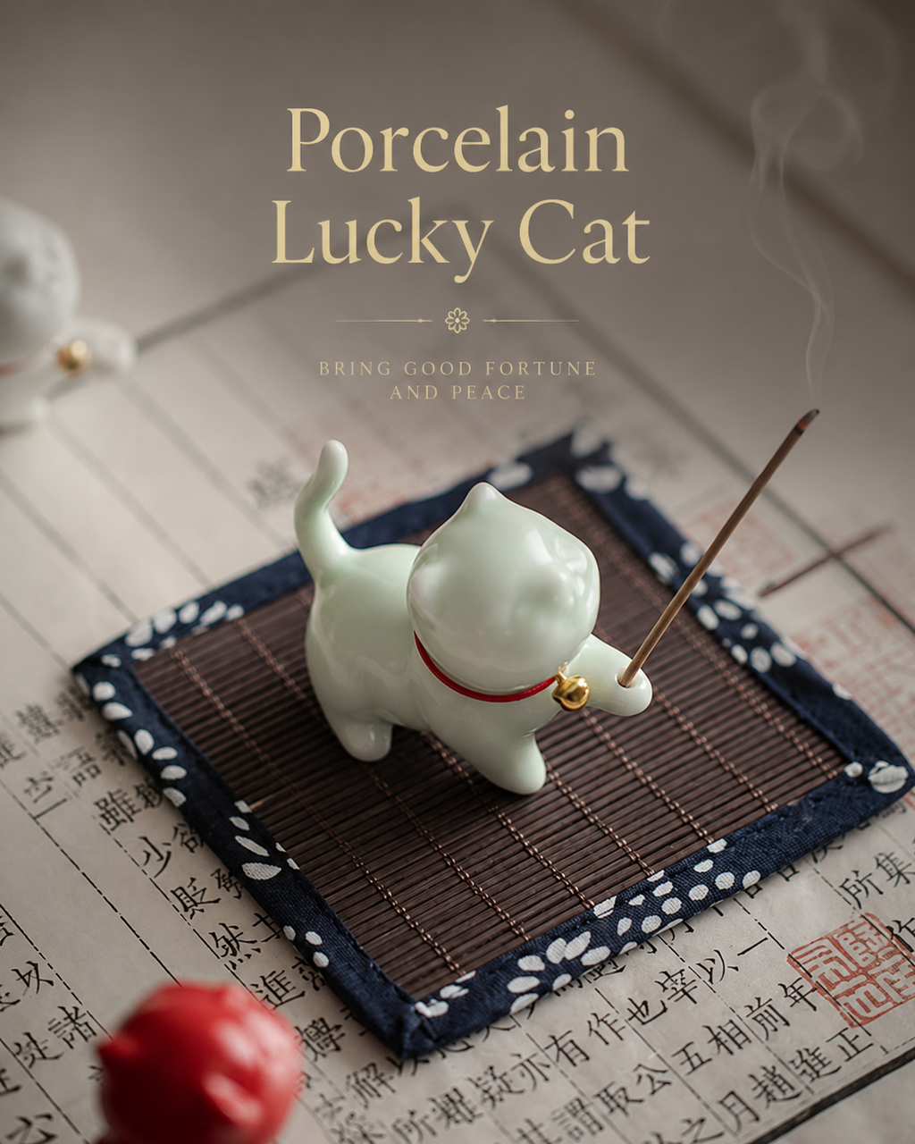 Palace Cat · Porcelain Incense Holder