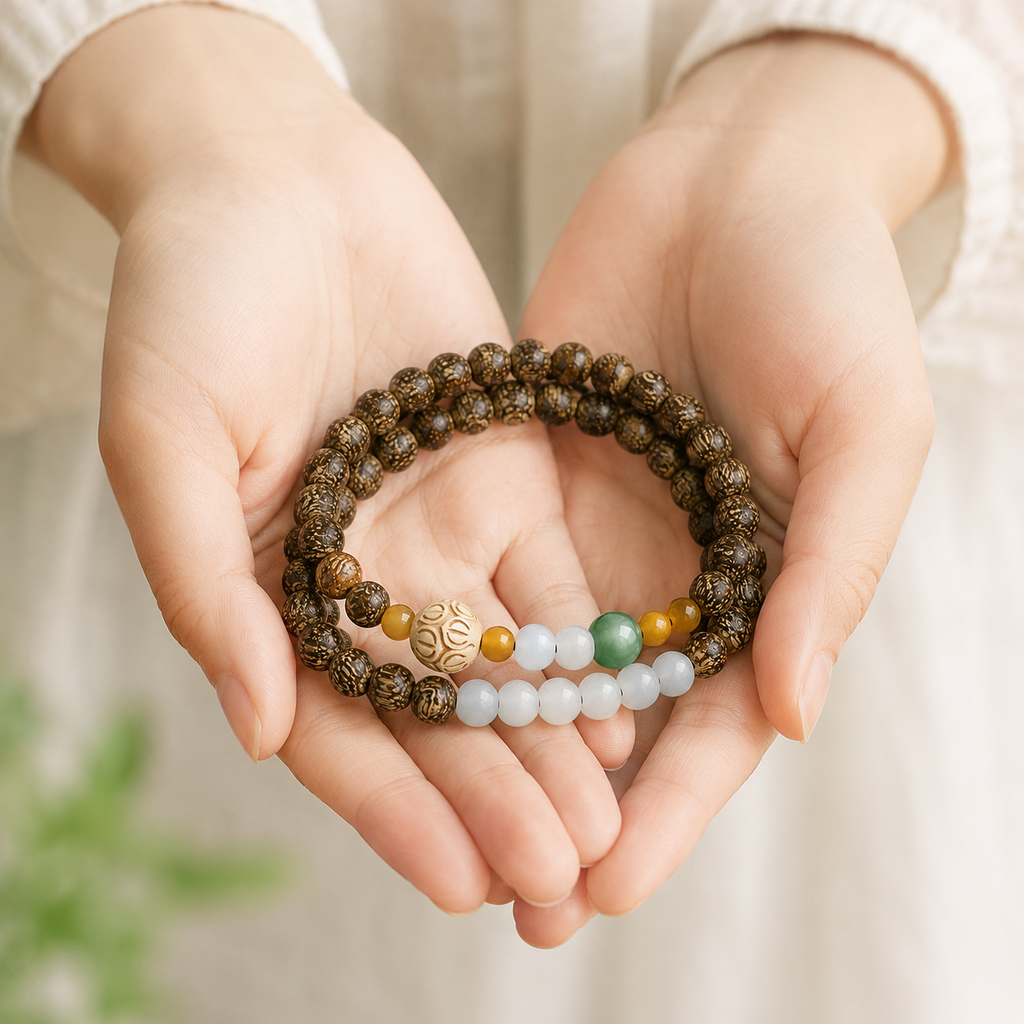 Lotus-Inspired Prayer Bead Bracelet