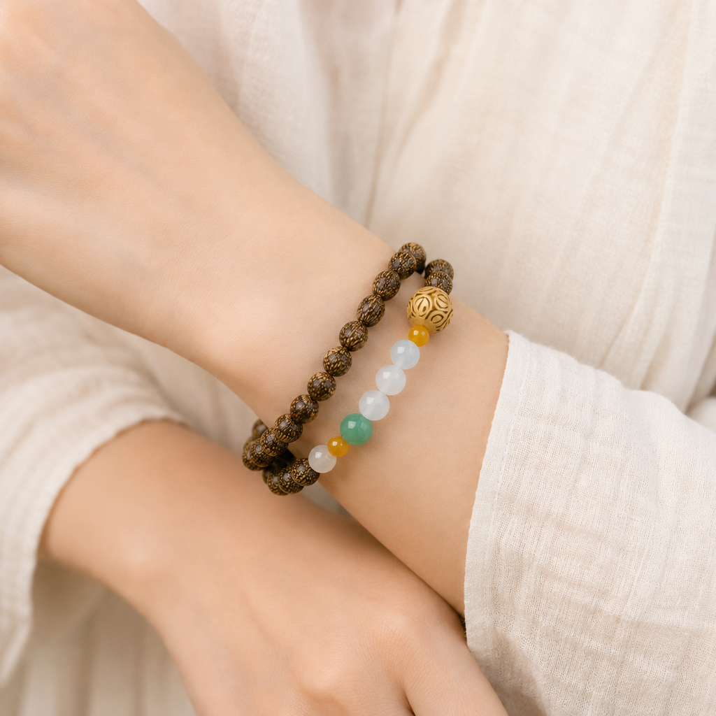 Lotus-Inspired Prayer Bead Bracelet