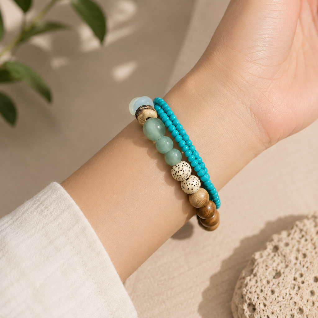 Agarwood, Bodhi Seed & Turquoise Bead Bracelet