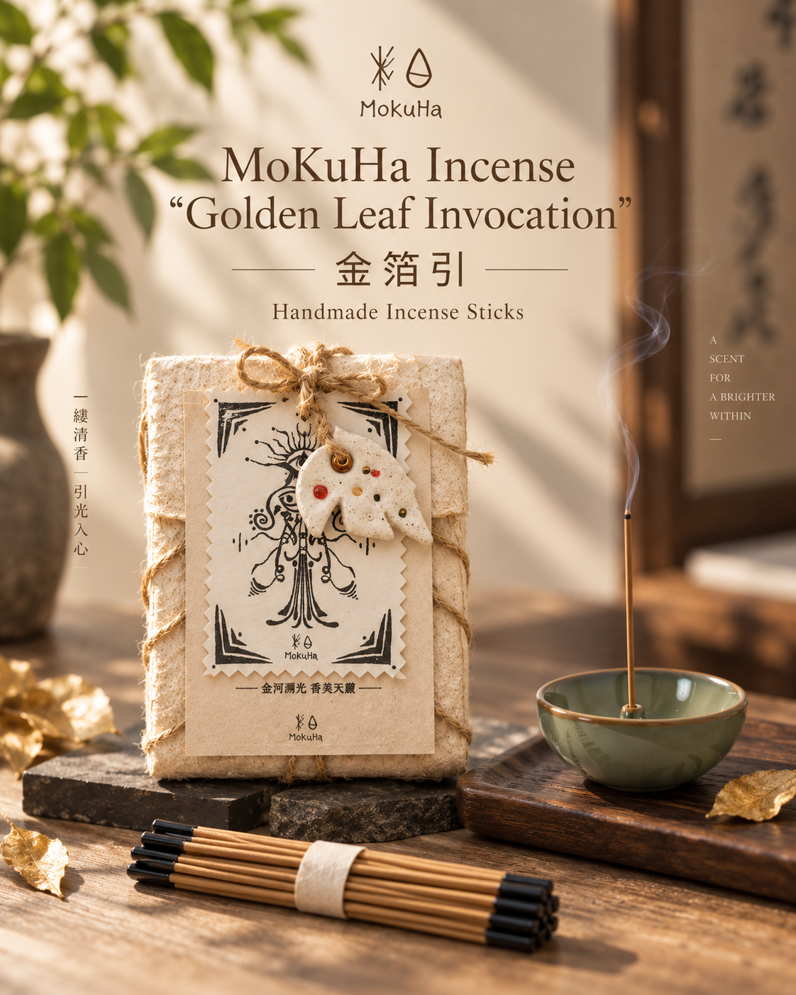 MoKuHa Handmade Incense   “Golden Leaf Invocation”